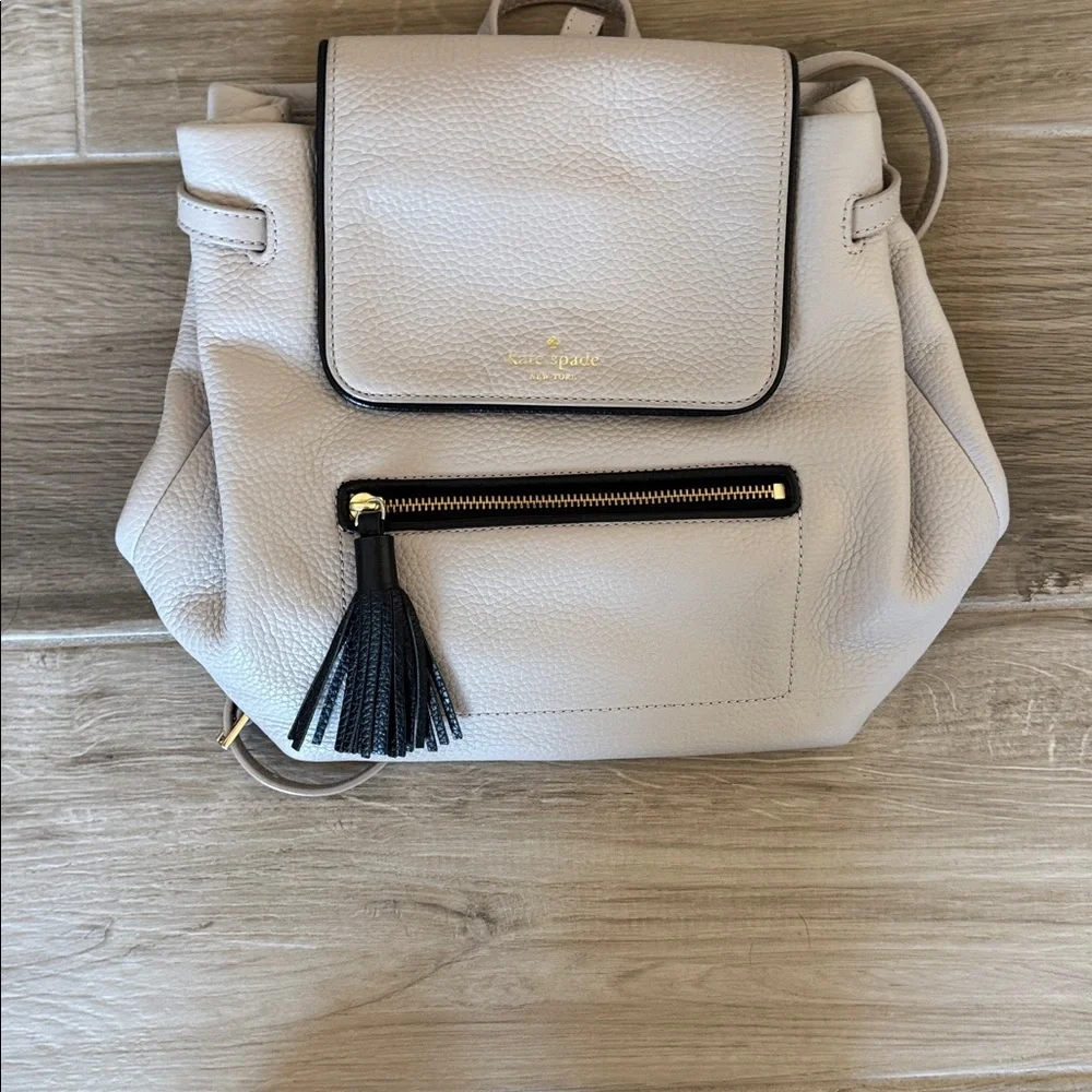 Kate Spade Chester Street Kacy Moussefrost with black accent and tassel backpack